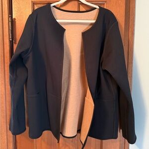 Talbots Black and Tan Open-Front Reversible Blazer